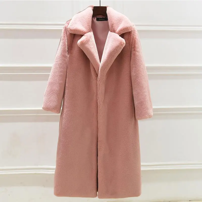 Thick Pink Зимняя модная Новая высококачественная шуба из искусственного бархата, длинная шуба, Женская свободная Толстая теплая норковая шуба - Цвет: Thick Pink