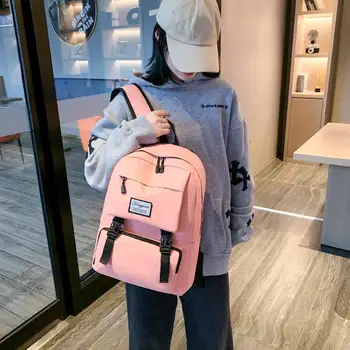 

4pcs/set Classic Fashion Women Nylon Waterproof Backpack Casual Shoulder Tote Clutch Bag Pencil Case Schoolbags Composite Set