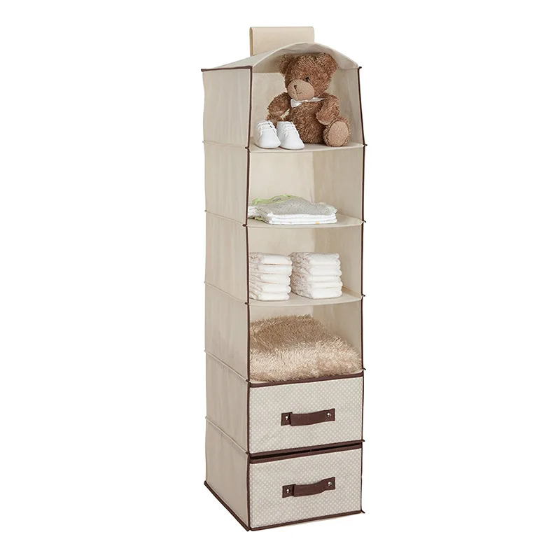 Cross Border Foldable Six Grid Wardrobe Hanging Storage Bag Nonwoven Fabric Multilayer Hanging Storage Bag