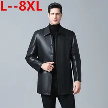 6XL 8XL 5XL осенне-зимняя кожаная одежда из натуральной кожи модная деловая повседневная куртка мужская тонкая ветровка мужская верхняя одежда