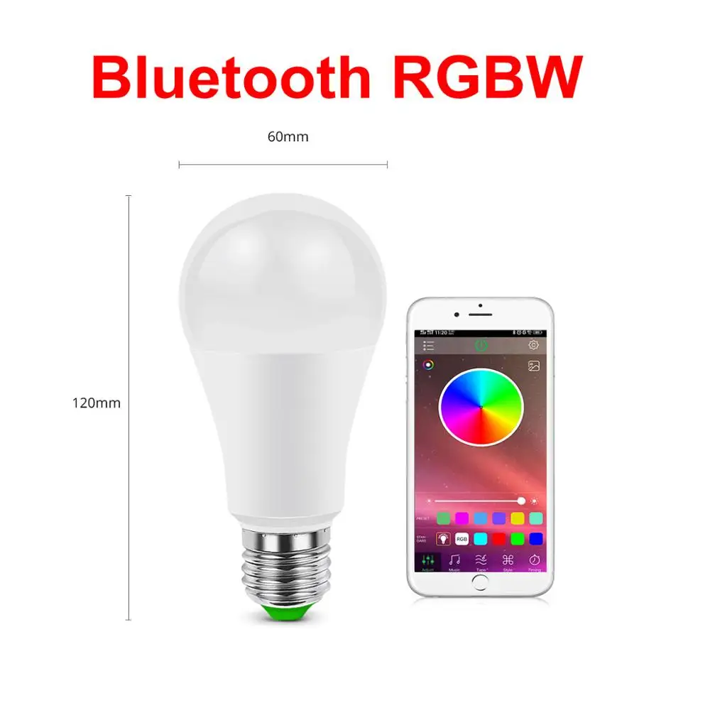 Bluetooth RGBW Умный светодиодный светильник с регулируемой яркостью, умная лампа с Bluetooth, E27, цоколь, переменный ток 85-265 в, RGBW, RGBWW, неоновый светильник, музыкальная лампочка с Bluetooth 4,0, управление через приложение - Цвет: Bluetooth RGBW
