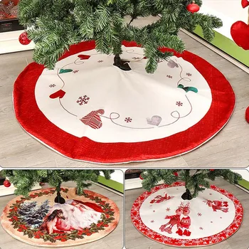 

48 Inch Christmas Tree Skirt Invisible Nylon Clasp Xmas Apron Decoration Shopping Mall Hotel Home TP899