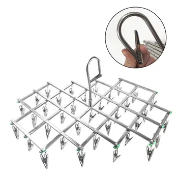 

10/16/20/35clips Stainless Steel Drying Racks Windproof Panties Bra Sock Holder Foldable Hangers Home Laundry Storage Organizers