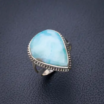 

StarGems Natural Caribbean Larimar Handmade 925 Sterling Silver Ring 7.75 D8451