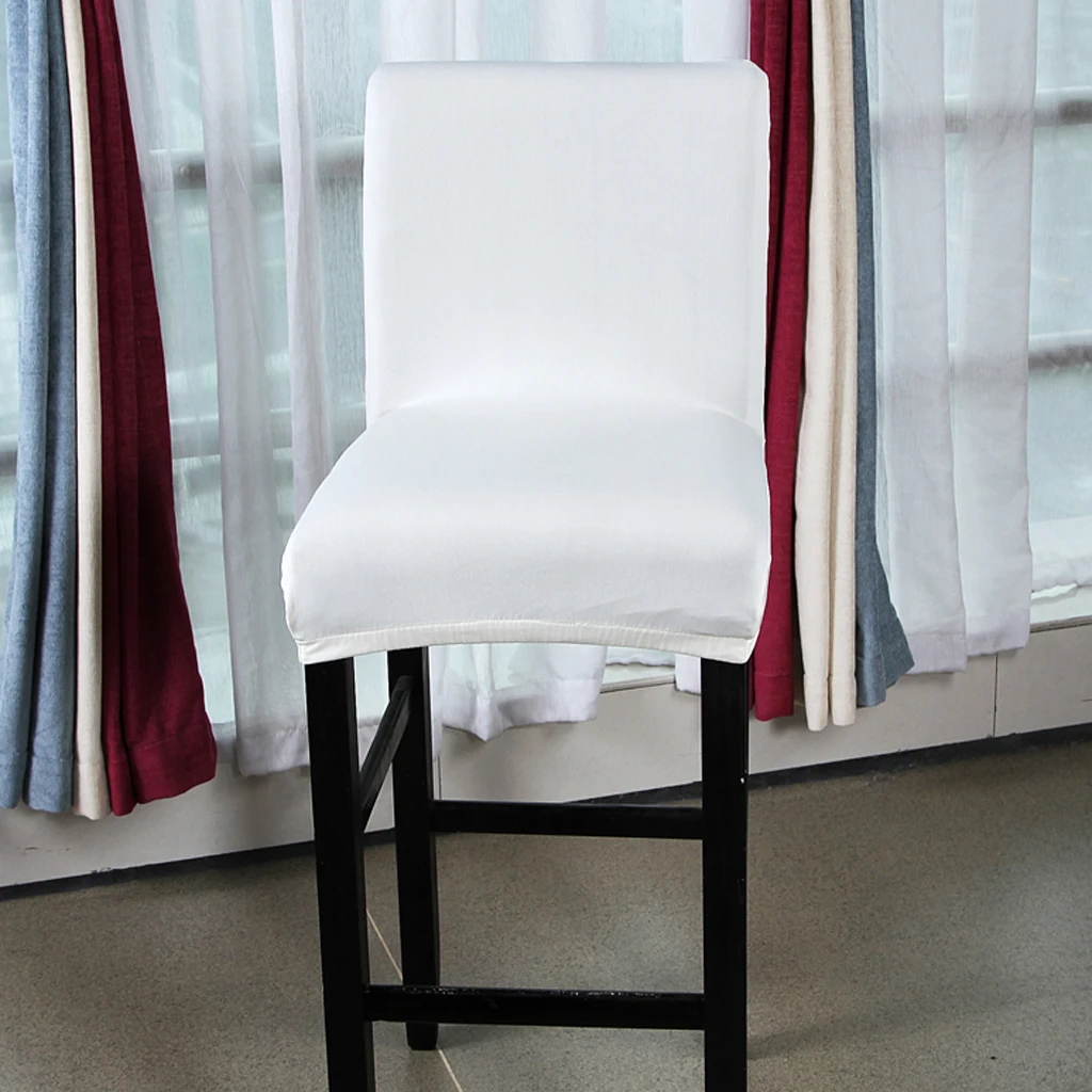 Solid Color Dining Room Chair Seat Cover Bar Stool Slipcover Party Decor