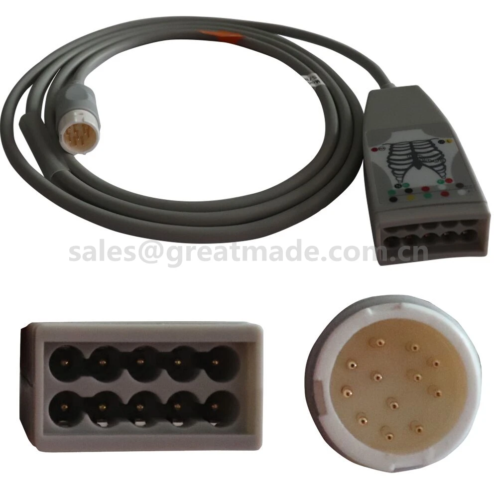 Comaptible philips M1663A кабель ЭКГ, в течение 10-привести магистральный кабель, hp 12-пен. 2 м для VM6, VM8 ЭКГ модули, M1001A/B, M1002A/B - Цвет: EC044A
