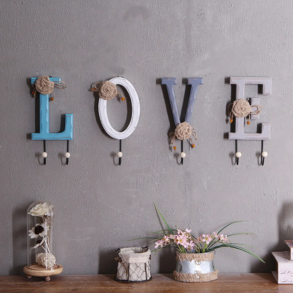 4 шт. Love Home письмо сладкий Креативный дизайн настенное крепление крюк одежда шарф шляпа хранение легко установить износостойкий держатель Вешалка