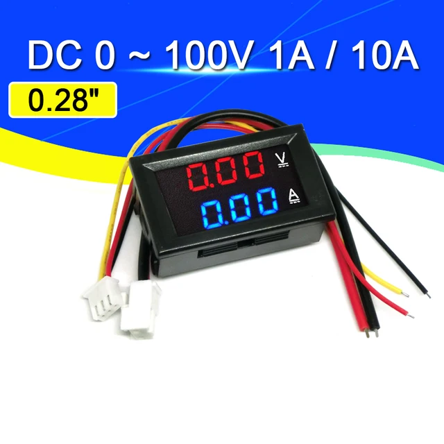미니 디지털 전압계 전류계 DC 100V 10A 패널 앰프 전압 전압 전류 측정기 테스터 감지기 0.56 “듀얼 LED 디스플레이 자동차