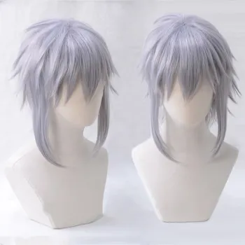 

Game KINGDOM HEARTS 3 Riku Short Gray Purple Wig Heat Resistant Synthetic Hair Cosplay Costume Wigs + Wig Cap