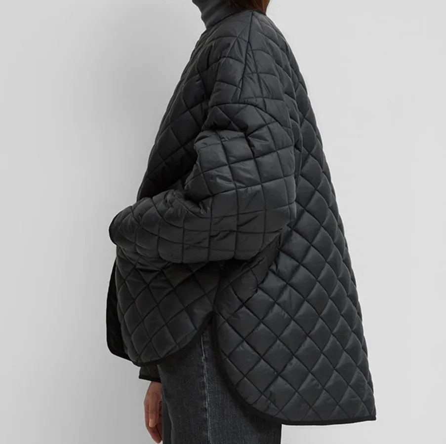 Женская куртка осень и зима новая короткая Передняя и длинная задняя дизайн имеет свободный ветер теплый хлопок стеганая куртка