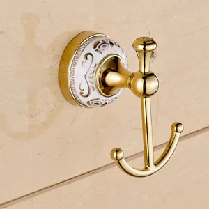 Robe Hook Роскошный держатель для полотенец, настенный набор аксессуаров для ванной комнаты, керамический твердый нержавеющий набор для ванной, хромированный держатель для туалетной щетки - Цвет: Robe Hook