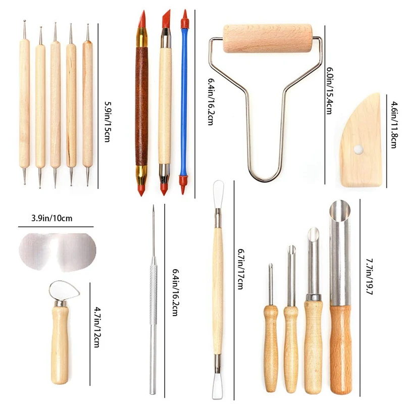 61PCS Ceramic Clay Tools Set Polymer Clay Tools Pottery Tools Set Wooden Pottery  Sculpting Clay Cleaning Tool Set - AliExpress