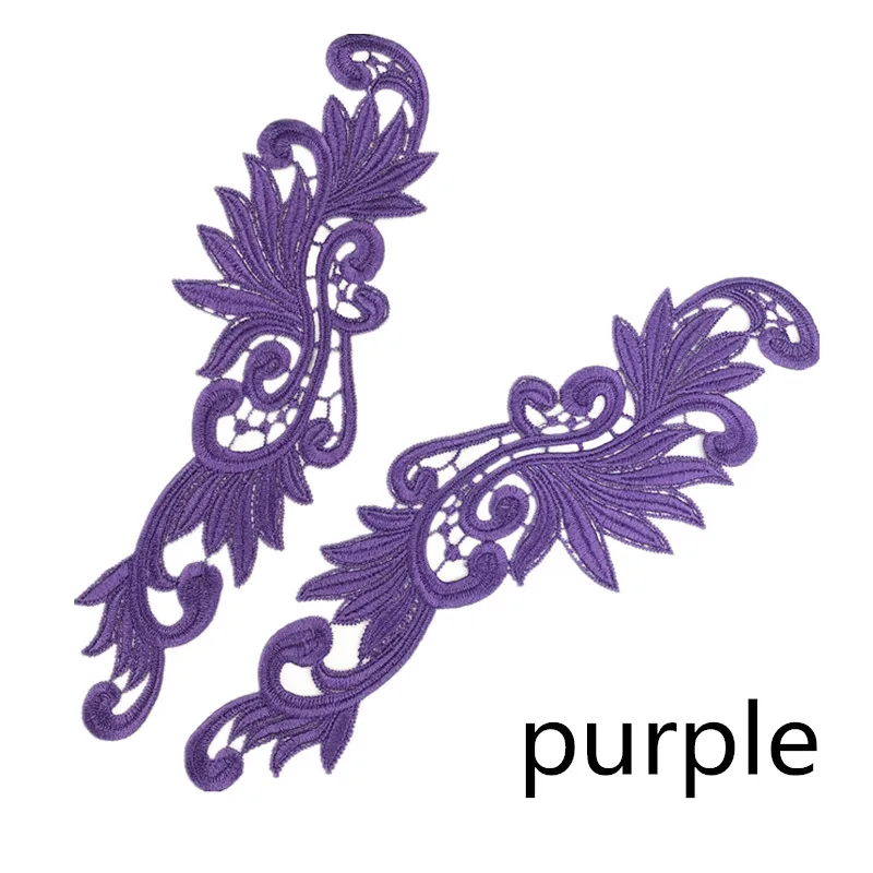 CHICKNIT 1 пара флуоресцентных цветов вышивка цветок кружево Аппликация патч для шитья Танго латинский танец балетные костюмы платье DA004 - Цвет: purple