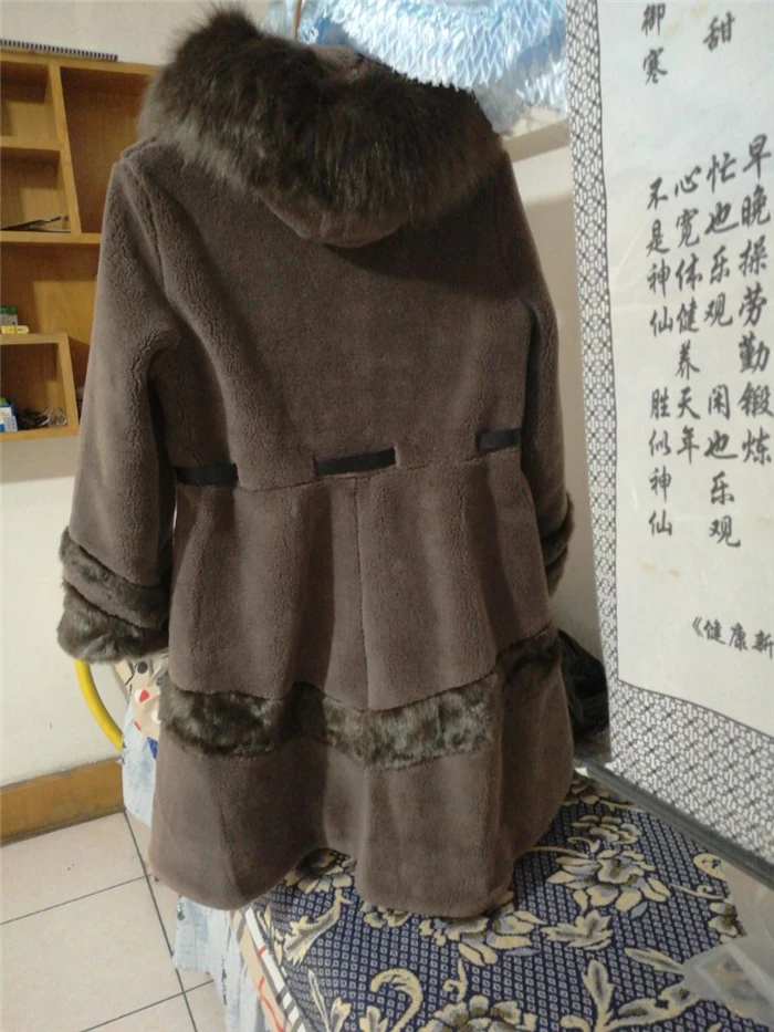 HANZANGL Модные женские кашемир мех пальто стекаются Зима длинное пальто куртка плюс Размеры из искусственного меха Для женщин шерстяное пальто, верхняя одежда M~ 4XL