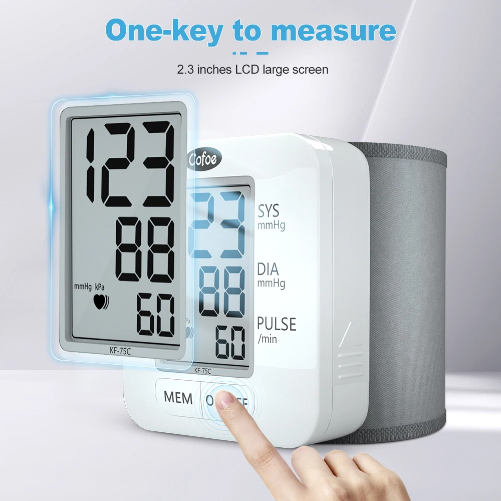 Digital wrist blood monitoring Automatic sphygmomanometer BP heart rate measurement Pulse meter Tensiometer Blood pressure monitor Blood pressure meter