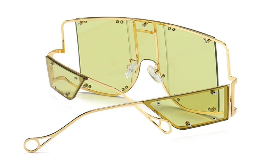 46215 металлические заклепки очки-оверсайз зеркальные Мужские Квадратные Солнцезащитные очки женские затемняющие очки тренд уникальные женские UV400