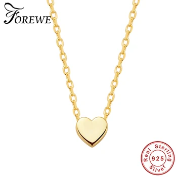 

Forewe Fashion Real 925 Sterling Silver Heart Necklace 18K Gold Plated Romantic Necklace For Female Wedding Engagement Gift 2020