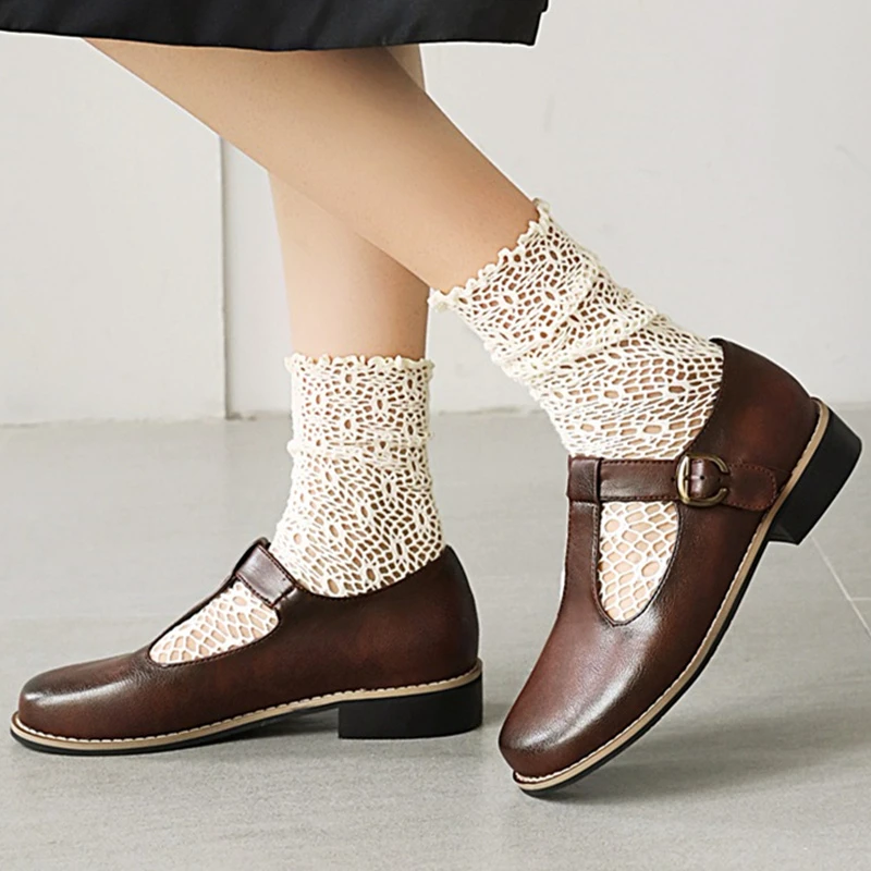 Oxfords planos Vintage para mujer, mocasines planos informales a la moda, calzado para estudiantes, Creepers, talla grande|Zapatos de mujer| - AliExpress