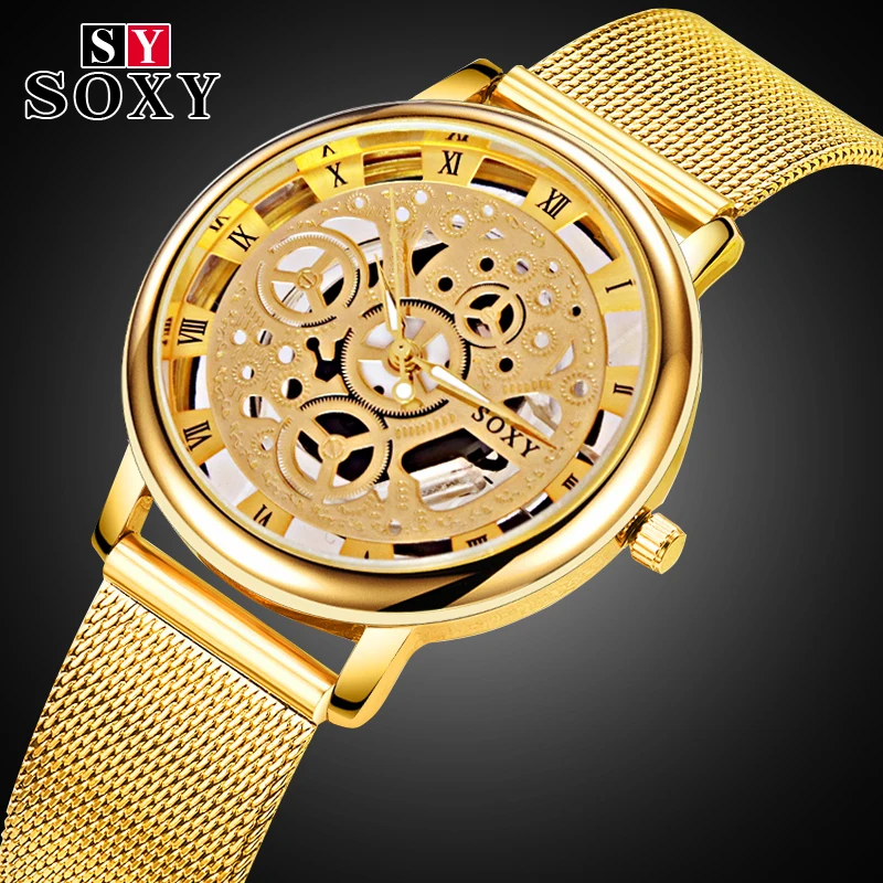 

Classic Fashion Men Watch Top Brand Crystal Glass Stainless Steel Analog Quartz Wrist Watch Bracelet Man Gift Clock Reloje