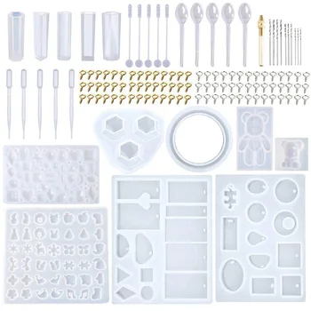 

229 Pcs Molds Jewelry Making Tool Kit Mix Stick Dropper Clasp For DIY Epoxy Resin Jewelry Making Accessories Tools Crafts