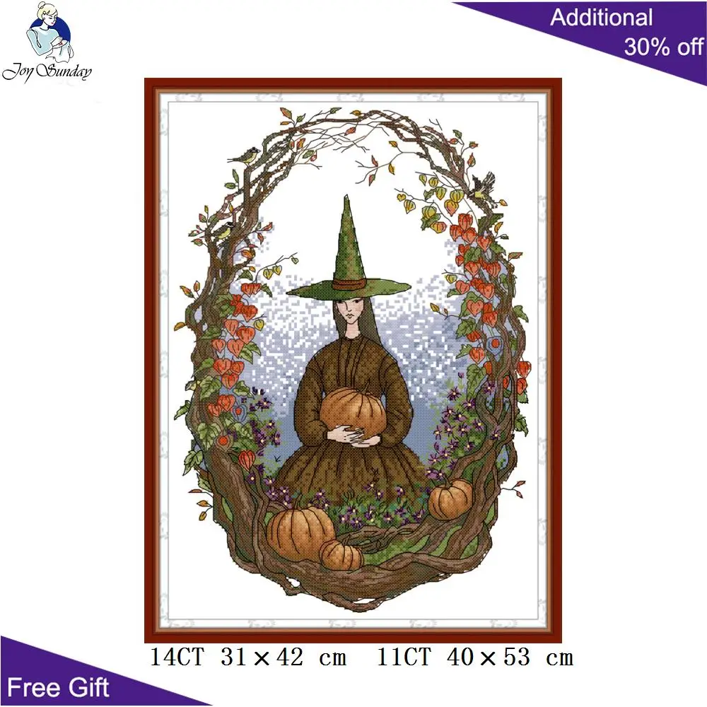 Joy Sunday Witch Cross Stitch Kits Home Decor Winter Spring Autumn Magic World RA344 RA358 RA359 RA360 Four Seasons