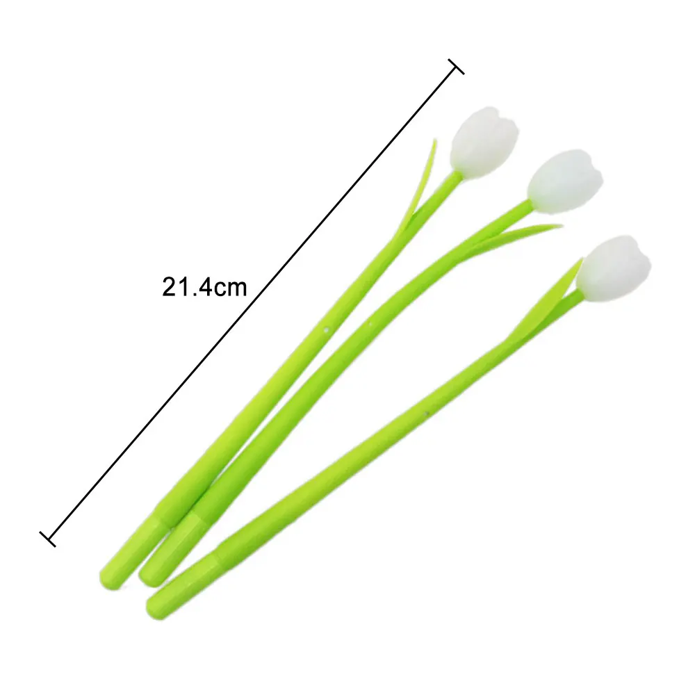 Silicone world Creative Color Changing Tulip Gel Pen Cute Flower Silicone Black Ink Pen 0.38mm Stationery Office School Supplies
