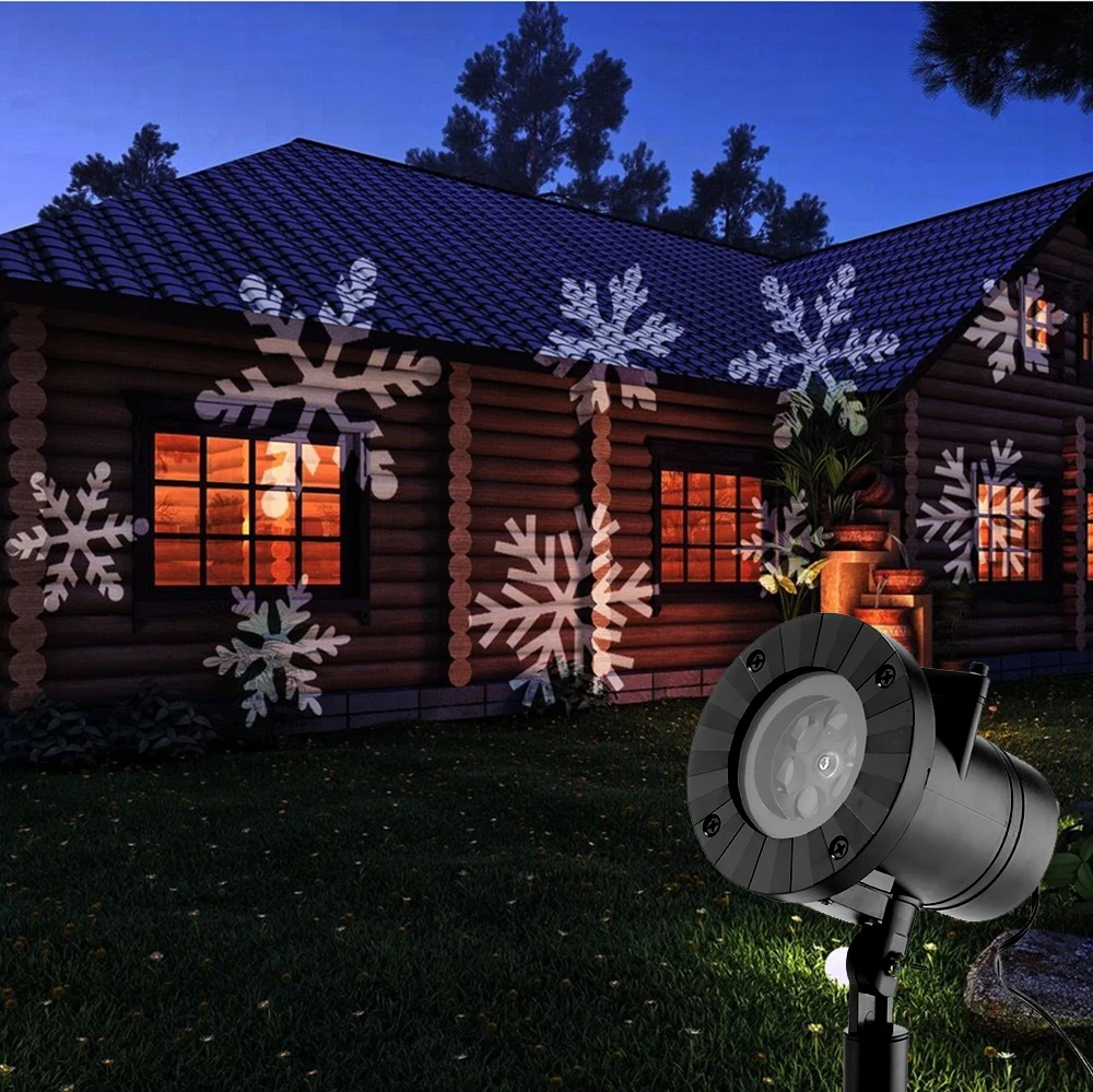 12 узоров Хэллоуин Рождество открытый водонепроницаемый светодиодный лазерный проектор Снежинка dj диско светильник для украшения дома