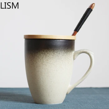 

Handmade Vintage Coffee Tea Cup Water Cup Milk Creative Retro Japanese Mug with Spoon Ceramic Mug Coffee Cup Travel Tazas De New