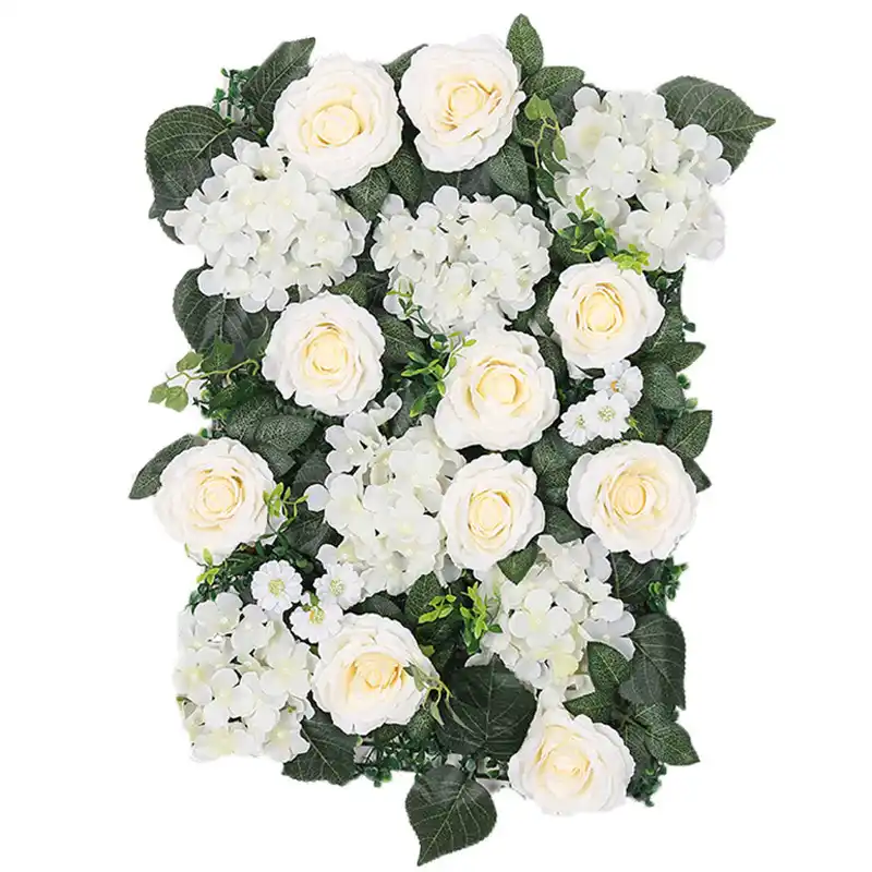 40 60cm Silk White Rose Hydrangea Flower Wall With Green Leaf Artificial Flowers Wedding Party Background Decoration Artificial Dried Flowers Aliexpress