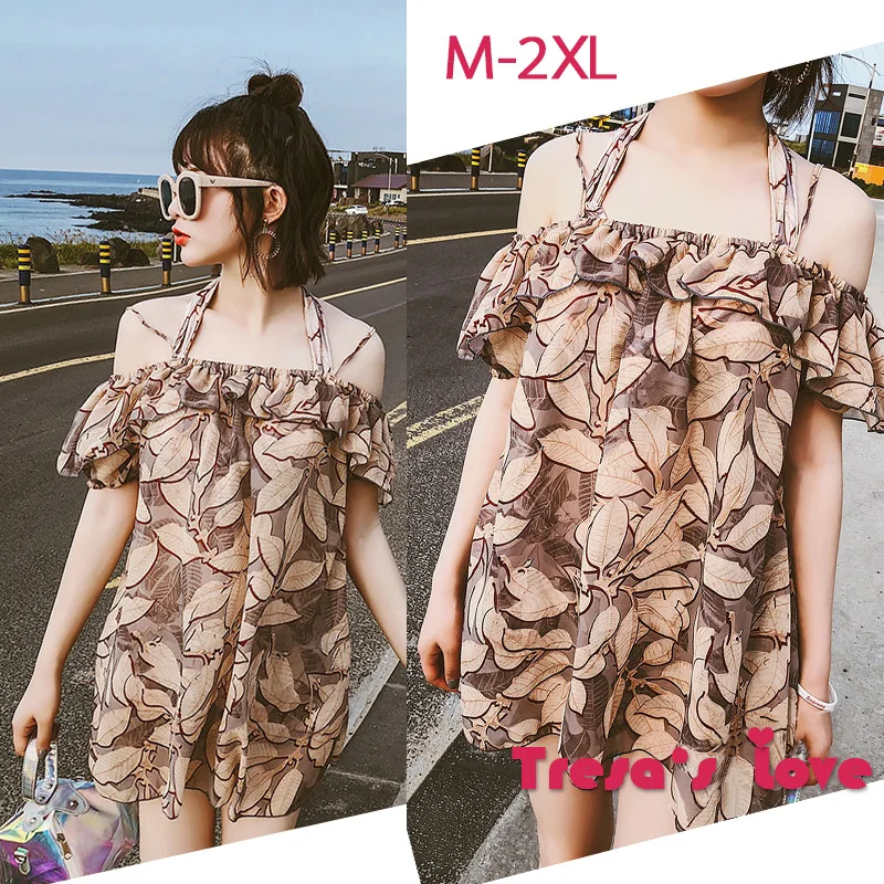 

2018 Women's New Style Japanese Korean Exposed Shoulder-Three-piece Set Bikini Bathing Suit Size Chest Push up Underwire Bathing