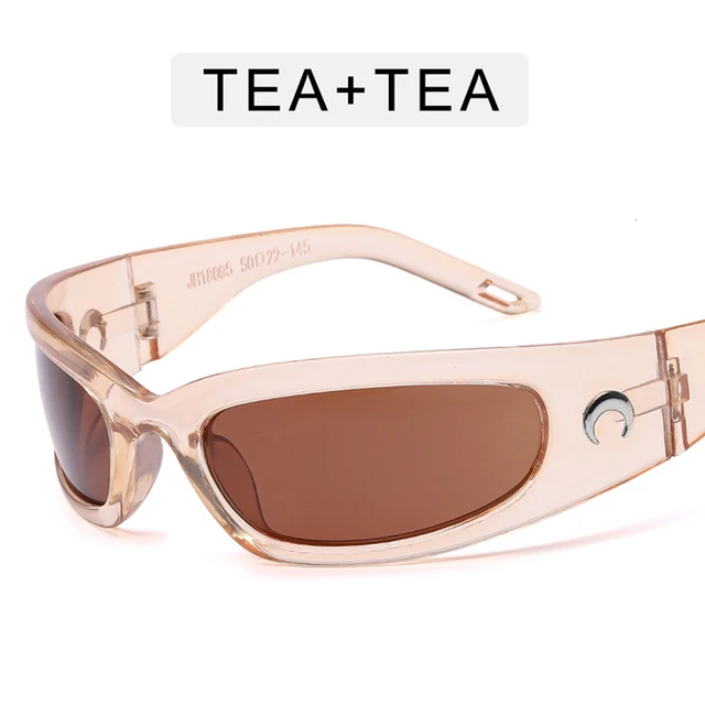 2022 New Moon Rectangular Sunglasses for Women Man Vintage Outdoor Cycling Sports Hip Hop Punk Sun Glasses UV400 Trend Female 5-Tea-Tea