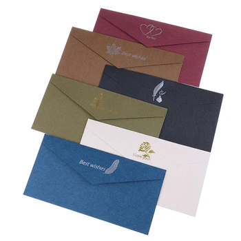 

European Vintage Hot Stamping Printing Kraft Paper Envelopes Kawaii School Supplies Envelope For Wedding Letter Invitation