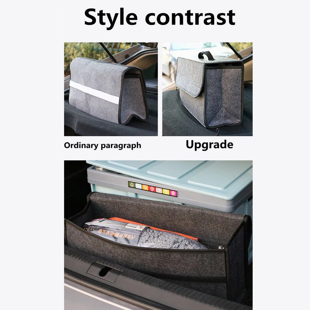 

Fireproof Car Woolen Soft Felt Storage Box Trunk Bag Vehicle Tool Box Multi-Use Tools Organizer Carpet Foldable with Velcro