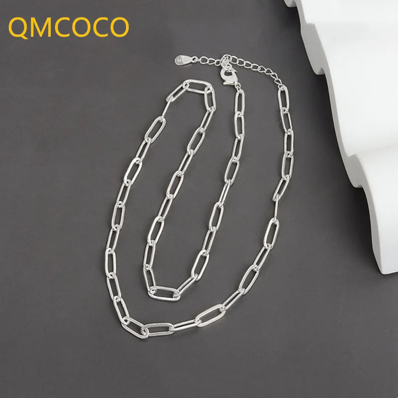 QMCOCO серебряный цвет хип-хоп ожерелье Новая мода Простой геометрической ручной работы цепочка до ключиц для вечеринки Модные Ювелирные изделия Подарки для женщин
