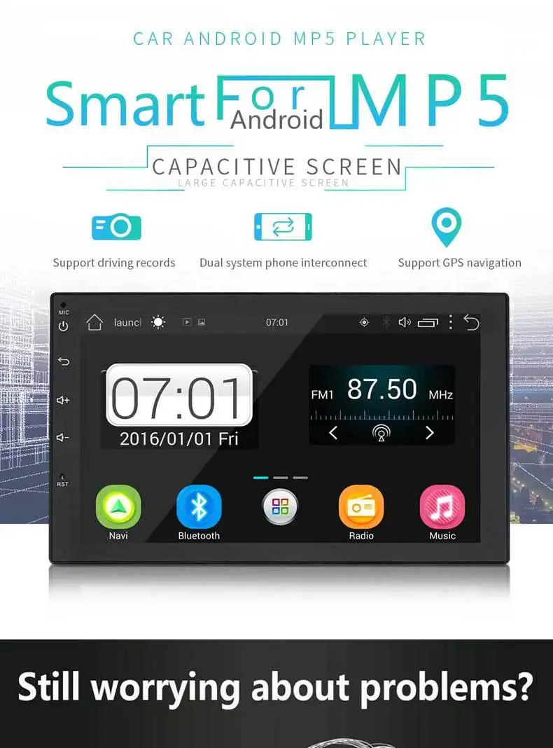 Top 2 Din Stereo Receiver Central Multimidia Android 7 Inch Capacitive Screen MP5 Bluetooth HD Player FM Navigation Auto Radio Car 0