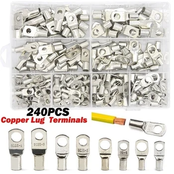 

240X SC6-25 Tin Plated Copper Lug Ring Wire Connectors Bare Cable Terminals