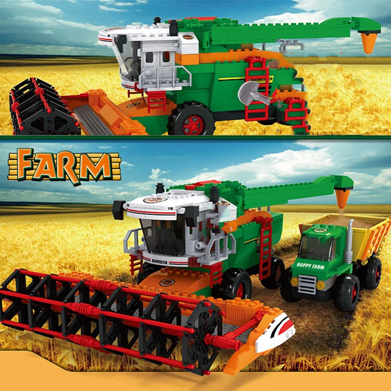 

Farm Combine Harvester Compatible legoed technic Model Building Bricks harvesting Tractors Farmer Figures Machine reaping Blocks