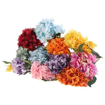 

6 Pcs Single Head Artificial Silk Hydrangea Flower Simulation Leaf Fake Bouquet