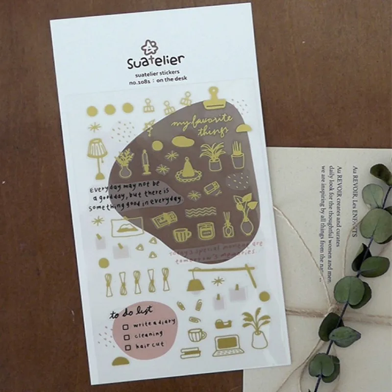 Suatelier 1081 On The Desk Stickers Scrapbooking Cute Clip Stationery Design Korean Sticker Junk Journaling Supplies Craft