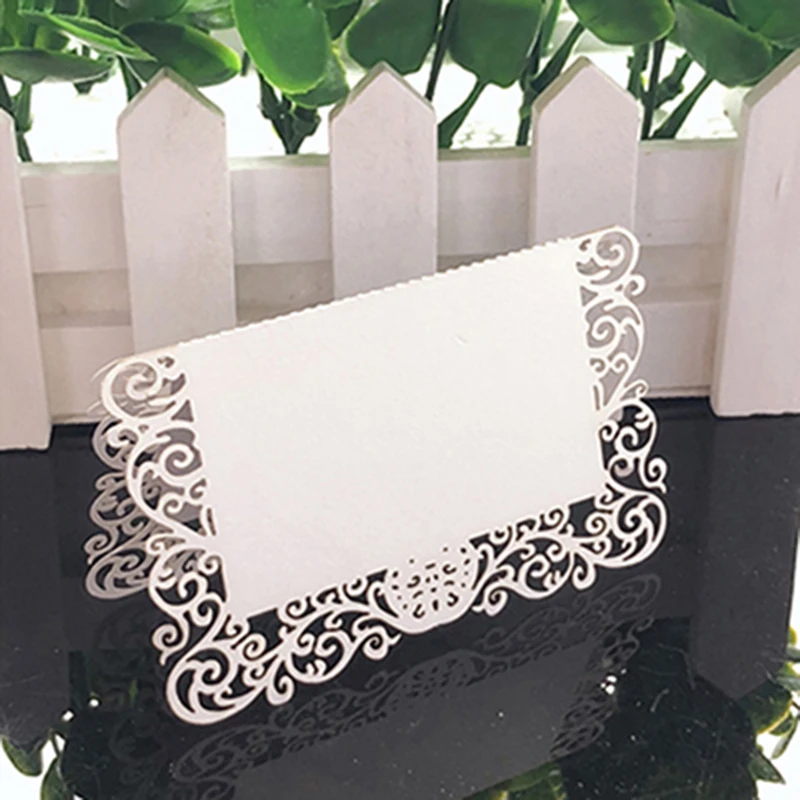 White Lace Name Place Cards Wedding Decoration Table Decor Table Name Message Greeting Card Party Christmas Decoration 50pcs