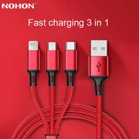 3 en 1 Cable de carga USB para iPhone 6 7 8X11 12 13 Samsung Xiaomi Redmi Huawei Honor OnePlus Android cargador de teléfono de Cable de 1,2 m