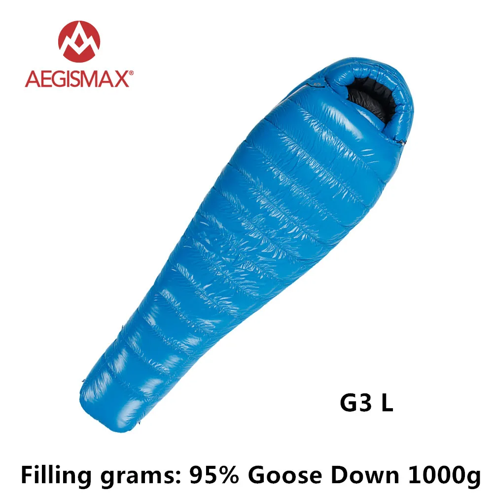 G3 L blue AEGISMAX G серия 95% белый гусиный пух Мумия зимний спальный мешок для кемпинга сверхлегкий дизайн перегородки сплайсинга удлиненный FP800 - Цвет: G3 L blue