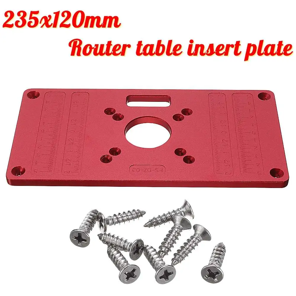 

NEW Router Table Plate Aluminum Router Table Insert Plate + 9 Rings Screws for Woodworking Benches 235mm x 120mm x 8mm