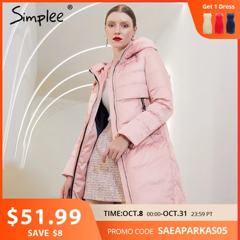 Simplee элегантное теплое Женское зимнее пальто с капюшоном, Повседневная парка с карманами, женские модные ветрозащитные длинные пальто, курт...