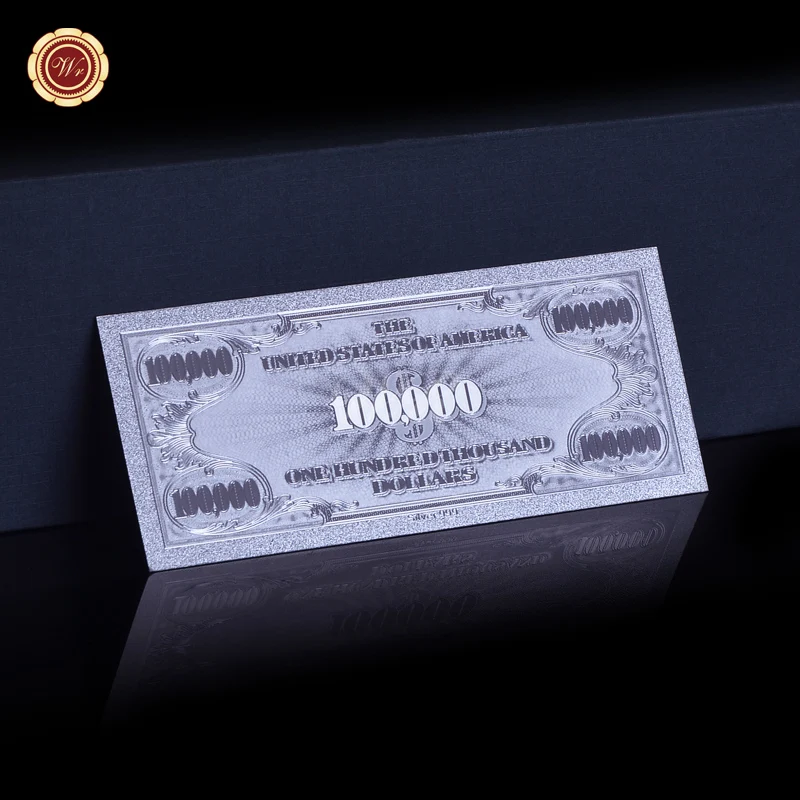 WR красочные серебряные банкноты США Трамп Поддельные Банкноты долларов копия денег банкноты бумага сбор денег для подарков на день рождения - Цвет: silver 100000