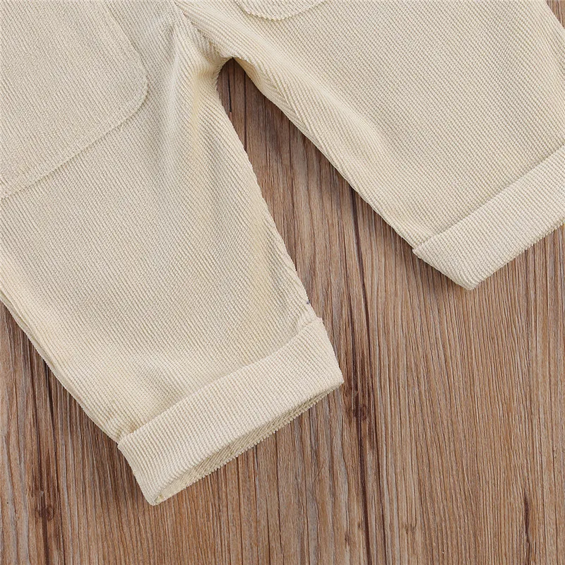 Toddler Baby Kids Boys Girls Overalls Autumn Newborn Baby Girls Corduroy Pocket Romper Jumpsuits Casual Bib Pants One-Pieces Baby Bodysuits comfotable