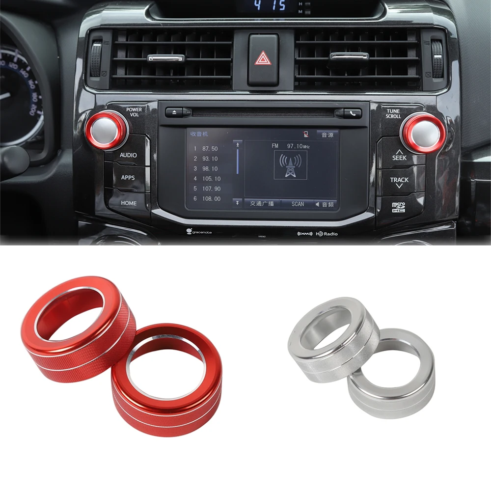 

Audio Switch Knob Decoration Ring Cover For Toyota 4Runner 2010 up Air Conditioning Headlight Button Set Car Interior Styling