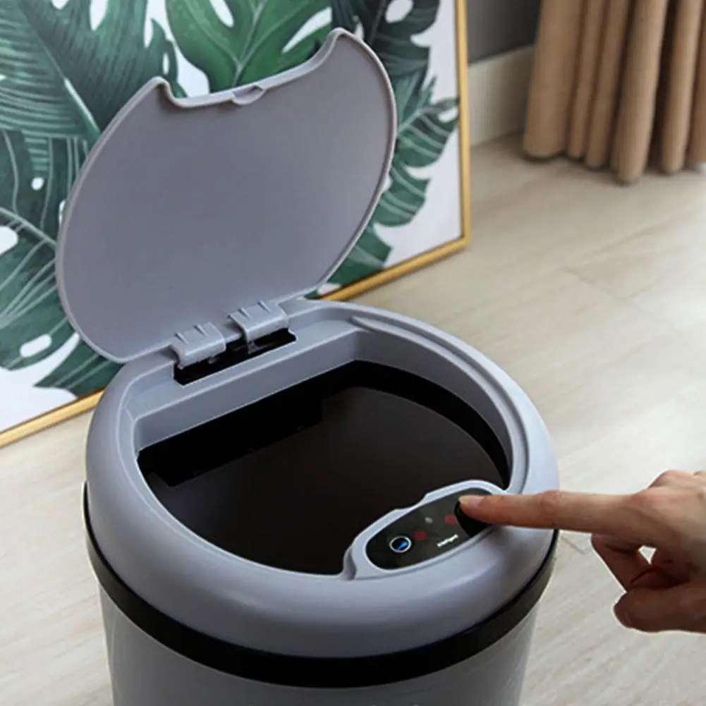  Intelligent Induction Flip Type Trash Can Electric Fully Automatic Garbage Bin with Cover for Livin - 4000531269575