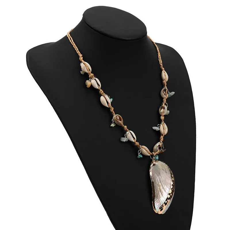 Bohemian Handmade Woven Multilayer Natural Shell Pendant Necklace For Women Girls Party Gift Wedding Summer Choker Necklaces