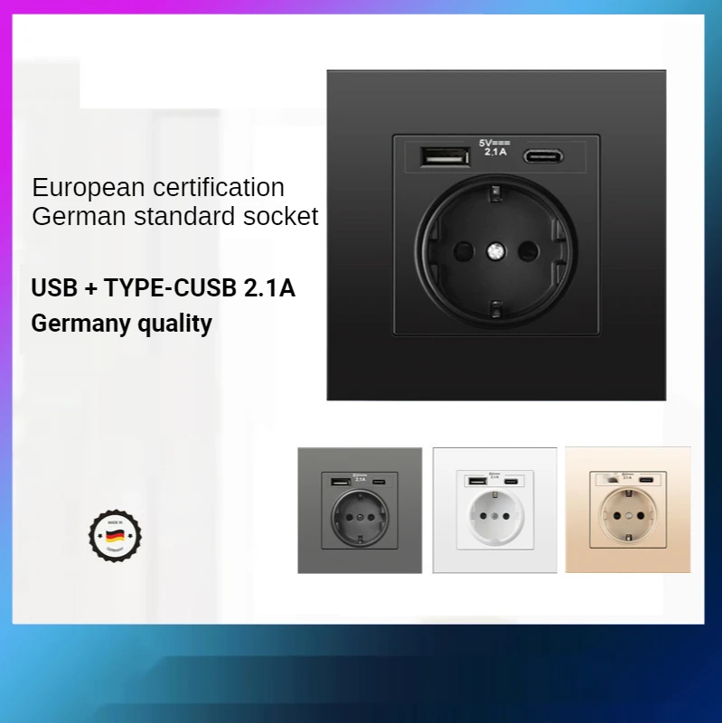 Pop Type-C USB Power Socket German, EU Standard USB  Receptacles,USB C Wall Outlet Russian,2.1A Wall Fast Charger Adapter Poland